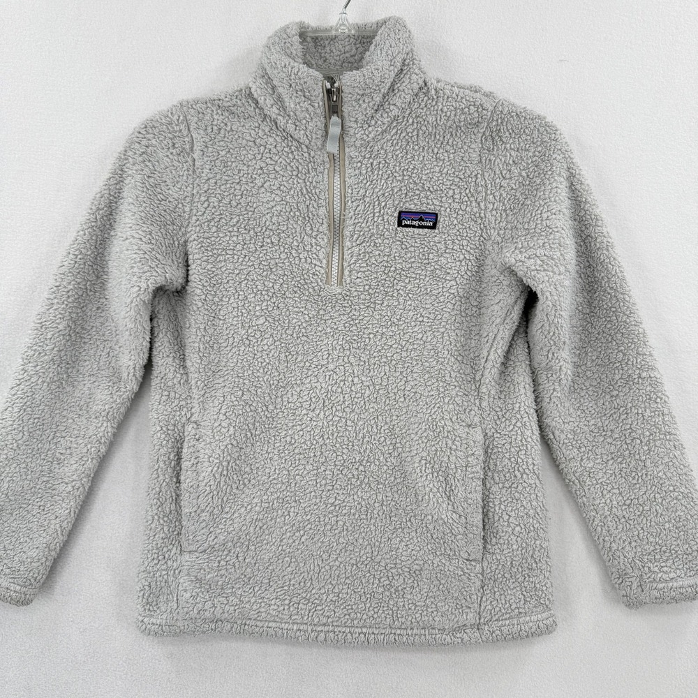 Patagonia Los Gatos Fleece 1/4 Zip Girls M 10 Gray Pullover 65495 Stain